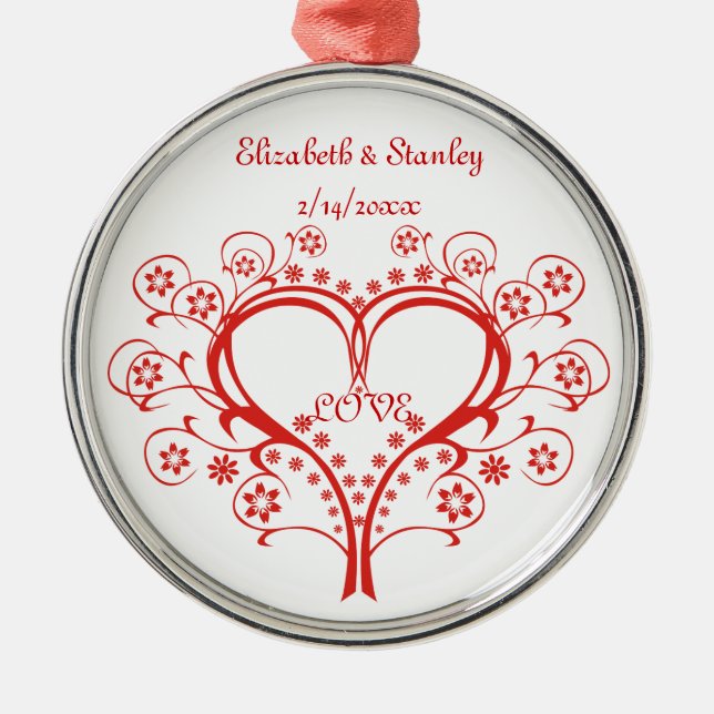 Adorno Metálico Amar a Swirl Heart Valentine Día personalizado ado (Frente)