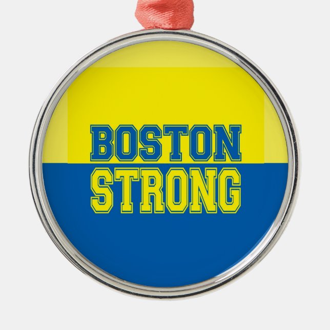 Adorno Metálico Amarillo fuerte y azul del regalo de Boston (Frente)