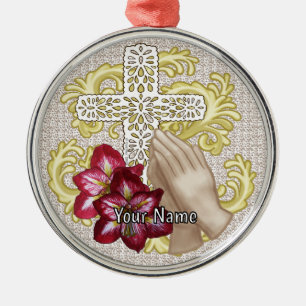Adorno Metálico Amaryllis Cruz Cristiana