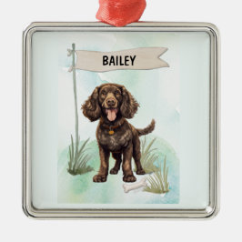 Adorno Metálico American Water Spaniel Watercolor Personalized Dog