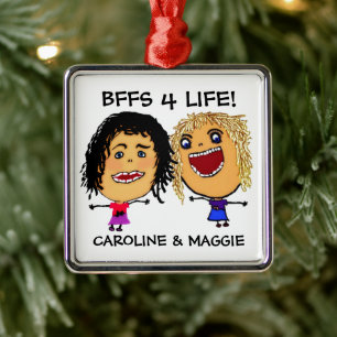 Adorno Metálico Amigas de dibujos animados BFFs rubia y morena
