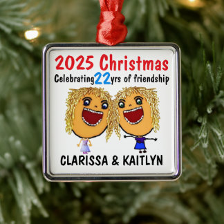 Adorno Metálico Amistad RUBIAS PERSONALIZADAS Navidad Dibujos Anim