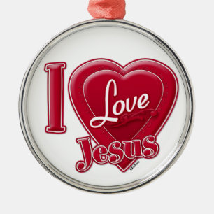 Adorno Metálico Amo a Jesús Corazón Rojo