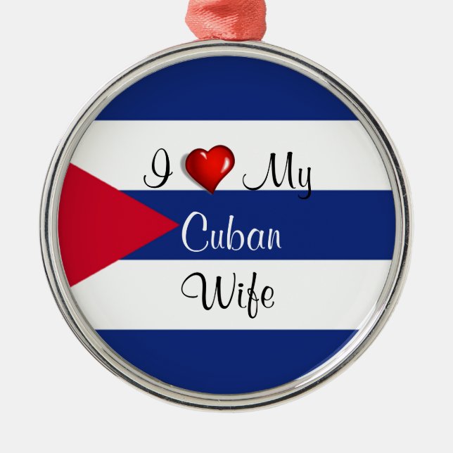 Adorno Metálico Amo a mi esposa cubana - Bandera de Cuba (Frente)