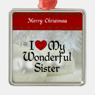 Adorno Metálico Amo A Mi Hermana Maravillosa, Navidades Blancos