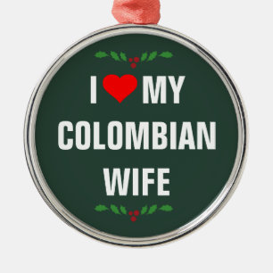 Adorno Metálico Amo a mi mujer colombiana, Navidades,