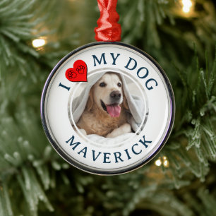 Adorno Metálico AMO A MI PERRO Regalo Personalizado de Foto de Fur