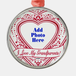 Adorno Metálico ¡Amo A Mis Abuelos! Corazones rojos de foto
