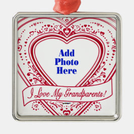 Adorno Metálico ¡Amo A Mis Abuelos! Corazones rojos de foto
