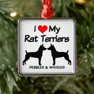 Adorno Metálico Amo A Mis Dos Perros De Rat Terrier