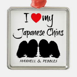 Adorno Metálico Amo a mis perros chinos japoneses