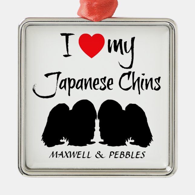 Adorno Metálico Amo a mis perros chinos japoneses (Frente)