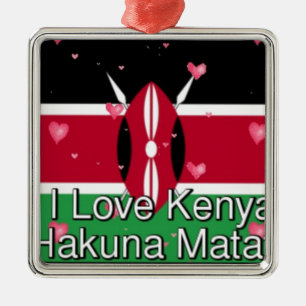 Adorno Metálico Amo Kenia y la imagen artística de "Hakuna Matata"