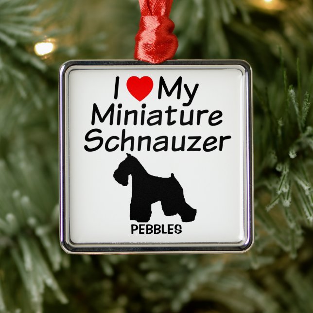 Adorno Metálico Amo Mi Perro Schnauzer En Miniatura (Árbol)