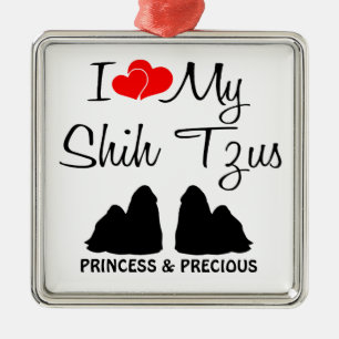 Adorno Metálico Amo Mis Dos Tzus Shih