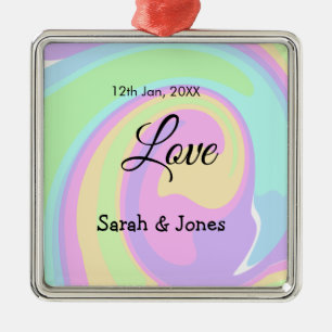 Adorno Metálico Amor compromiso boda pareja colorido bohpattern