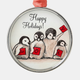 Adorno Metálico Amor del día de fiesta del pingüino