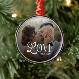 Adorno Metálico Amor Moderno Foto de Boda Personalizada de Pareja