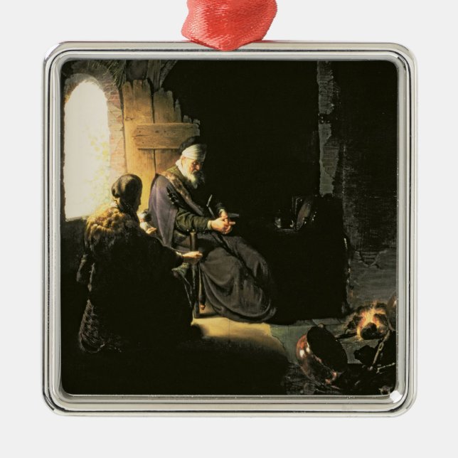 Adorno Metálico Ana y el Tobit ciego, c.1630 (aceite en el panel) (Frente)