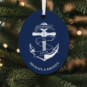 Adorno Metálico Anclado en amor Náutico Azul Ancla Navidad