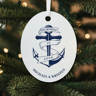 Adorno Metálico Anclado en amor Navidad Ancla Azul Náutico