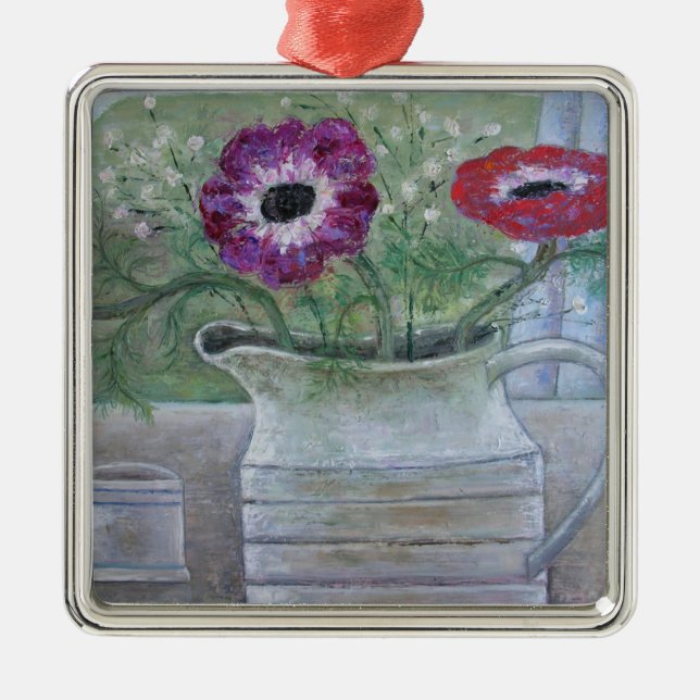 Adorno Metálico Anémonas en el jarro blanco 2013 (Frente)