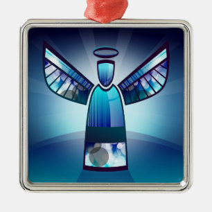 Adorno Metálico Ángel Azul Estilizado