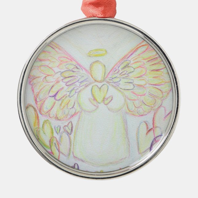 Adorno Metálico Ángel de Corazones Ornamente de Arte (Frente)