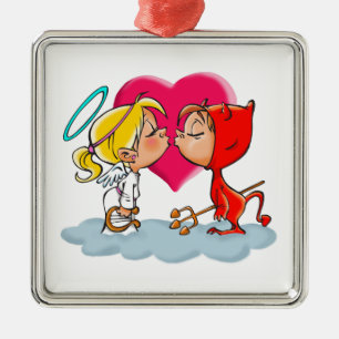 ADORNO METÁLICO ANGEL DE KISSING Y DEVIL