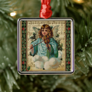Adorno Metálico Ángel de Navidad con violín