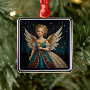 Adorno Metálico Ángel de Nochebuena Cute Vintage