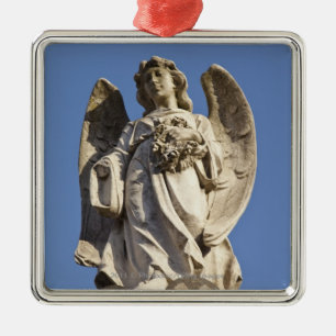 Adorno Metálico Ángel de piedra que mira abajo de la estatua en