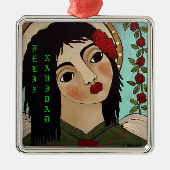 Adorno Metálico Ángel del mexicano de Feliz Navidad (Frente)