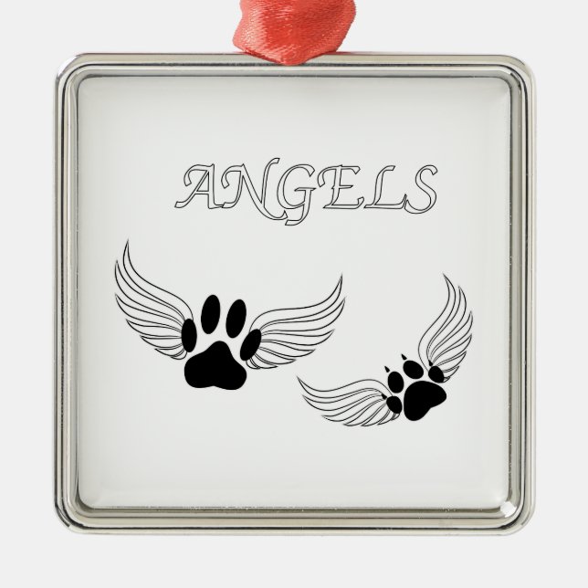 Adorno Metálico Angel Mascota Paws (Frente)