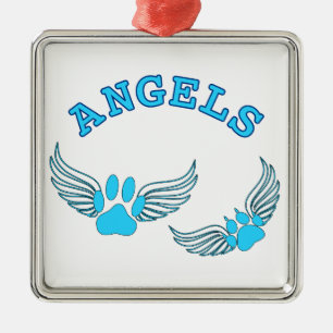 Adorno Metálico Ángel Mascota Viñe En Azul