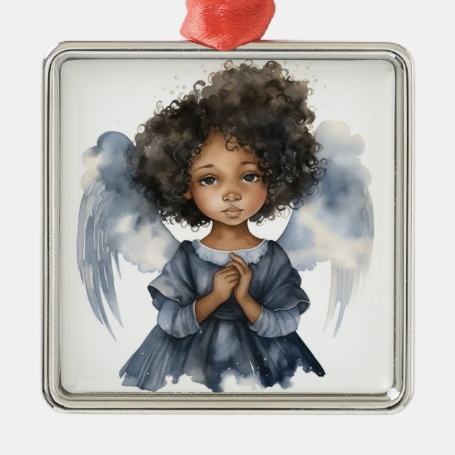 Adorno Metálico Ángel negro celestial en serenidad azul (Frente)