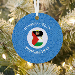 Adorno Metálico Ángel personalizado de Palestina bandera de Hanukk