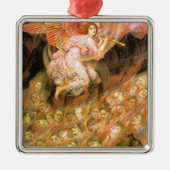 Adorno Metálico Angel Piping a las almas en el infierno (Frente)