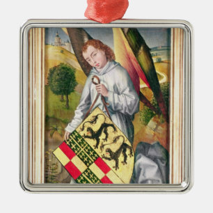 Adorno Metálico Ángel que sostiene un escudo con dos leopardos