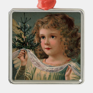 Adorno Metálico Ángel sosteniendo un pequeño árbol de Navidad ilum