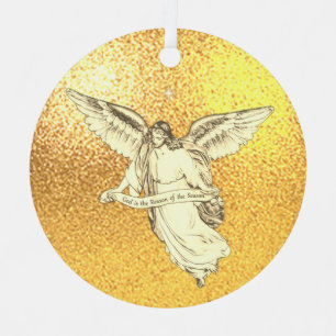 Adorno Metálico Ángel Vintage de Navidad con Mensaje en Dorado