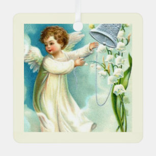 Adorno Metálico Angelito con campana azul