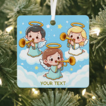 Angels de Guardian de árboles jugando trompetas