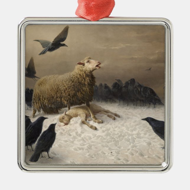 Adorno Metálico Anguila: Oveja con cordero muerto (Frente)