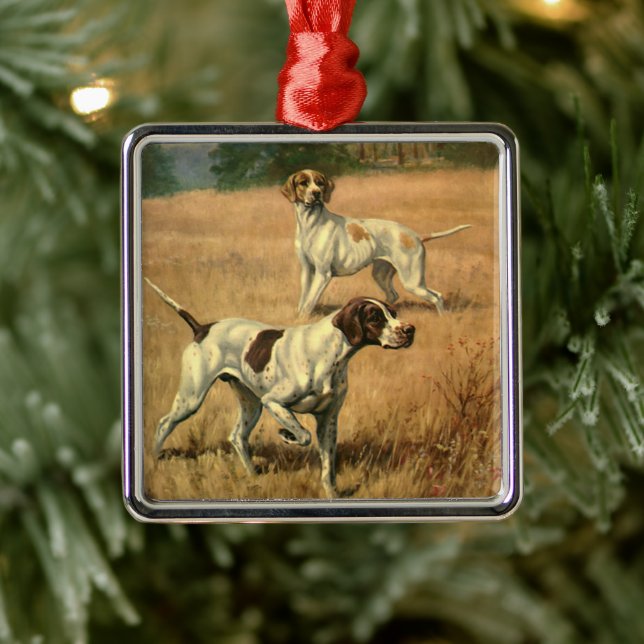 Adorno Metálico Animales de época, perros de caza de punteros ingl (Árbol)