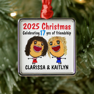 Adorno Metálico Aniversario de amistad Navidad Cartoón personaliza