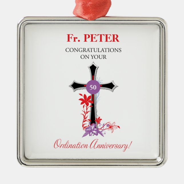 Adorno Metálico Aniversario de la 50° Ordenación del sacerdote Cru (Frente)