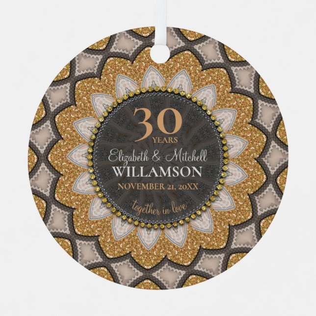 Adorno Metálico Aniversario de la Geo-Mandala del Girasol, Purpuri (Anverso)