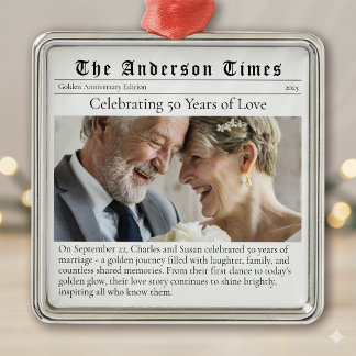 Adorno Metálico Aniversario del Boda de Oro 50 años foto casada