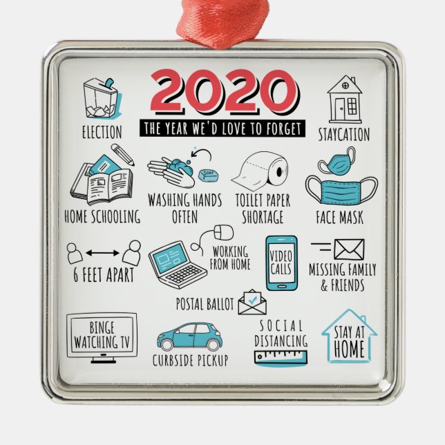 Adorno Metálico Año 2020 Navidades de cuarentena conmemorativo (Frente)